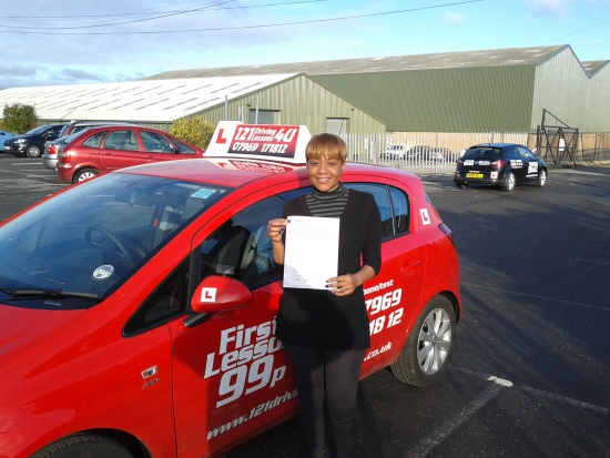 No more chauffeur driven cars to work for Nosimilo Passed first time November at Sutton in Ashfield Test Centre