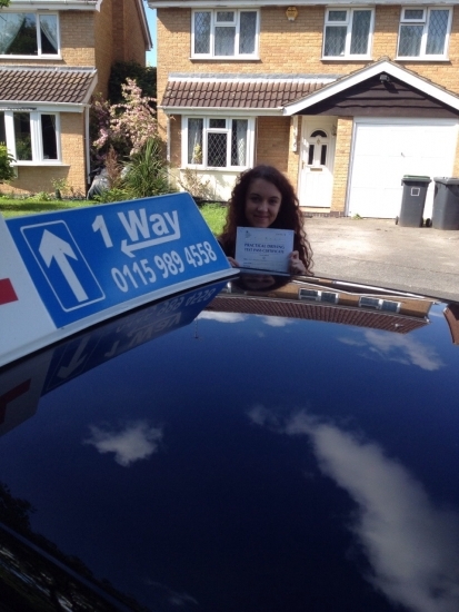 Passed on 21st May 2014 at Beeston Driving Test Centre with the help of her driving instructor Paul Fleming