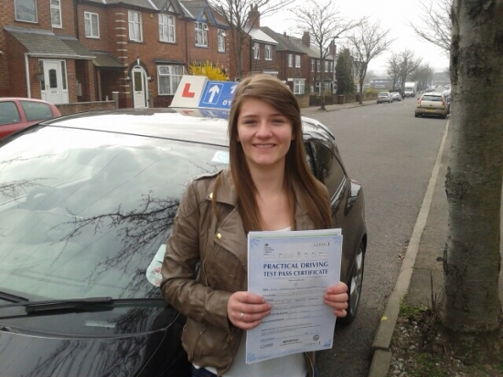 Passed on 31st March 2014 at Beeston Driving Test Centre with the help of her Driving Instructor Chris Brown
