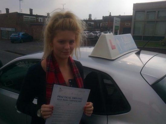 Passed on 28th March 2014 at Colwick Driving Test Centre with the help of her Driving Instructor Alex Sleigh