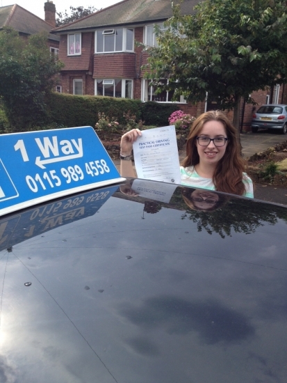 Passed on 18th July 2014 at Colwick Driving Test Centre with the help of her driving instructor Paul Fleming