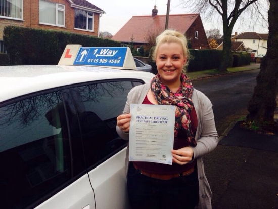 Passed on 12th December 2013 at Colwick Driving Test Centre with the help of her Driving Instructor Joanne Haines