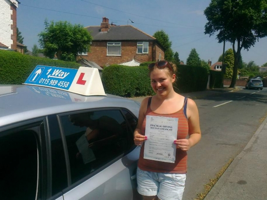 Passed on 16th July 2013 at Colwick Driving Test Centre with the help of her Driving Instructor Alex Sleigh
