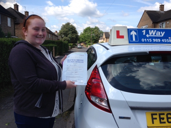 Passed on 9th July 2014 at Clifton Driving Test Centre with the help of her driving instructor Cat Sambell