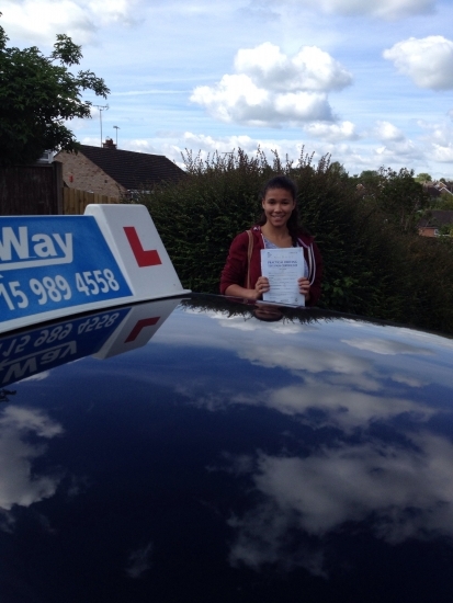 Passed on 14th May 2014 at Colwick Driving Test Centre with the help of her driving instructor Paul Fleming