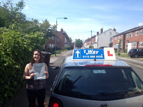 Passed on 19th May 2014 at Colwick Driving Test Centre with the help of her driving instructor Mark Hazelden