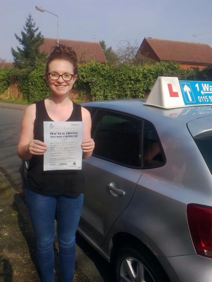 Passed on 29th March 2014 at Colwick Driving Test Centre with the help of her Driving Instructor Alex Sleigh