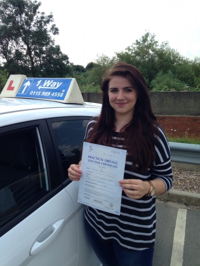 Passed on 23rd June 2014 at Colwick Driving Test Centre with the help of her driving instructor Martin Powell