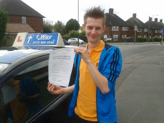 Passed on 6th August 2014 at Colwick Driving Test Centre with the help of his driving instructor Chris Brown 
