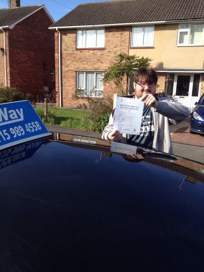 Passed on 9th April 2014 at Colwick Driving Test Centre with the help of his Driving Instructor Paul Fleming
