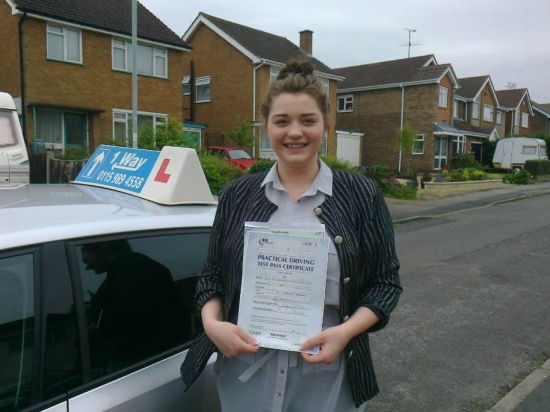 Passed on 2nd July 2013 at Colwick Driving Test Centre with the help of her Driving Instructor Alex Sleigh