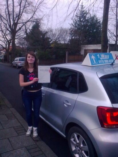 Passed on 20th December 2013 at Beeston Driving Test Centre with the help of her Driving Instructor Alex Sleigh