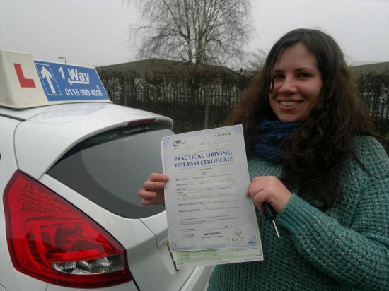 Passed on 10th January 2013 at Chalfont Drive Test Centre with the help of her Driving Instructor Cat Sambell