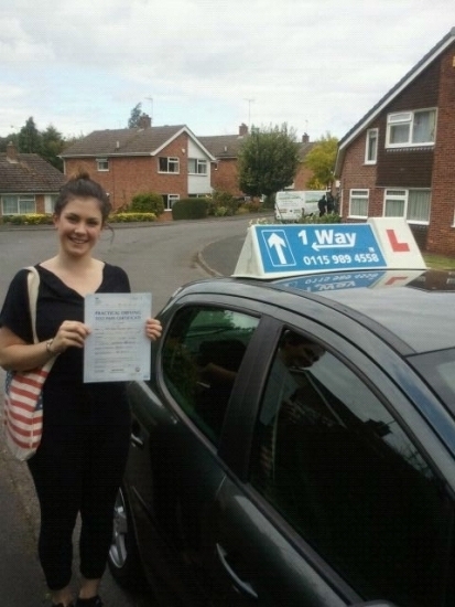 Passed on 13th August 2014 at Colwick Driving Test Centre with the help of her driving instructor Tony Singh