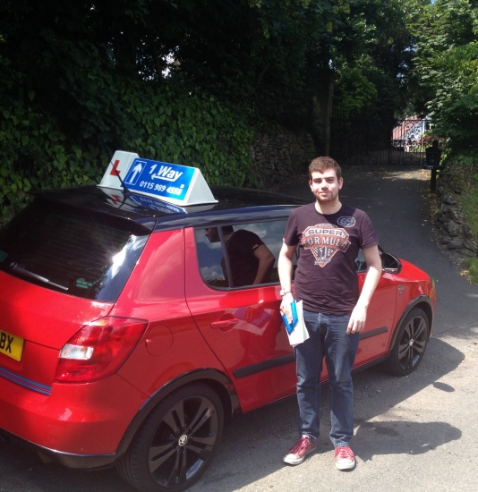 Passed on 1st July 2014 at Colwick Driving Test Centre with the help of his driving instructor Mark Hazelden