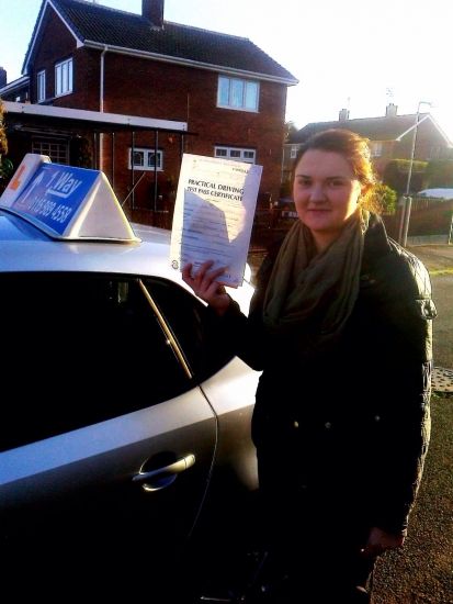 Passed on 19th December 2013 at Colwick Driving Test Centre with the help of her Driving Instructor Alex Sleigh