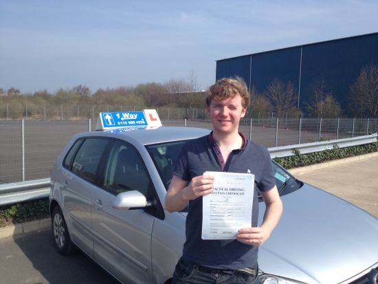 Passed on 29th March 2014 at Colwick Driving Test Centre with the help of his Driving Instructor Mark Hazelden
