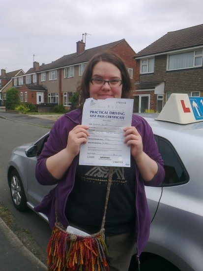 Passed on 11th July at Colwick Driving Test Centre with the help of her driving instructor Alex Sleigh