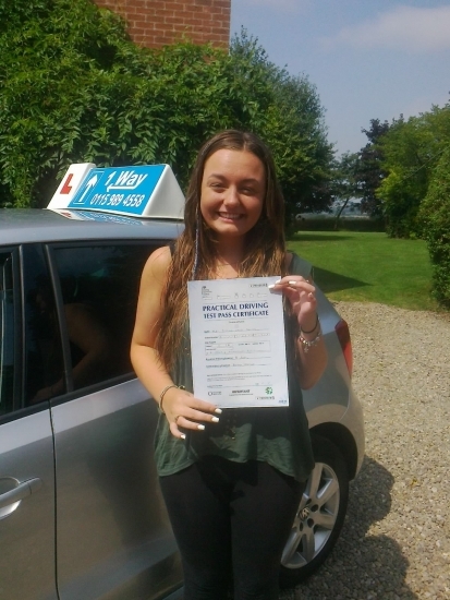Passed on 30th July 2014 at Colwick Driving Test Centre with the help of her driving instructor Alex Sleigh