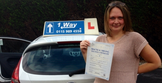 Passed on 15th October 2013 at Beeston Driving Test Centre with the help of her Driving Instructor Cat Sambell