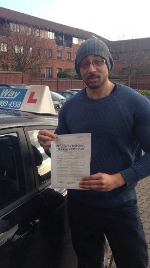 Passed on 7th January 2014 at Beeston Driving Test Centre with the help of his Driving Instructor Shazad Naheem