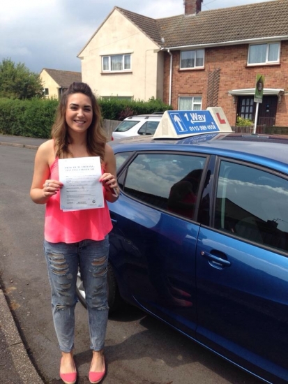 Passed on 9th June 2014 at Clifton Driving Test Centre with the help of her driving instructor Paul Heard