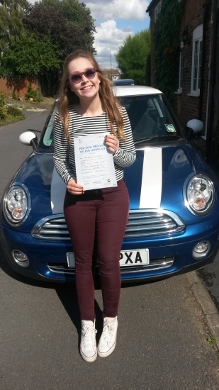 Passed on 27th August 2014 at Colwick Driving Test Centre with the help of her driving instructor Alex Sleigh