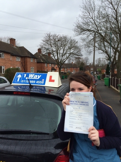 Passed on 18th March 2014 at Beeston Driving Test Centre with the help of her Driving Instructor Andrew Wakefield