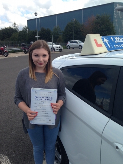 Passed on 27th August 2014 at Colwick Driving Test Centre with the help of her driving instructor Martin Powell