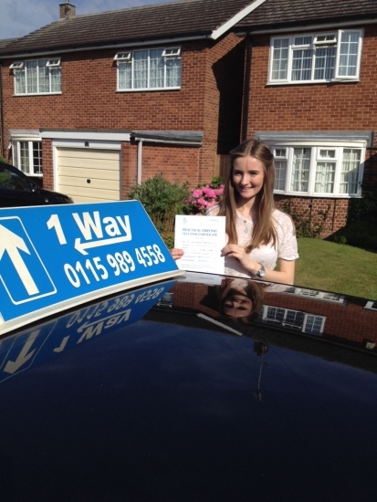 Passed on 26th July 2014 at Colwick Driving Test Centre with the help of her driving instructor Paul Fleming