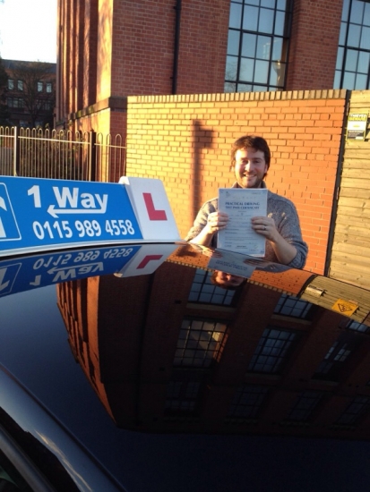 Passed on 11th January 2014 at Colwick Driving Test Centre with the help of his Driving Instructor Paul Fleming