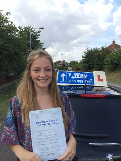 Passed on 4th August 2014 at Clifton Driving Test Centre with the help of her driving instructor Andrew Wakefield