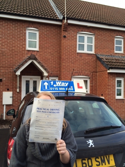 Passed on 15th January 2014 at Clifton Driving Test Centre with the help of her Driving Instructor Andrew Wakefield
