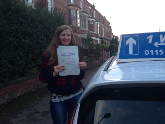 Passed on 17th December 2013 at Colwick Driving Test Centre with the help of her Driving Instructor Cat Sambell