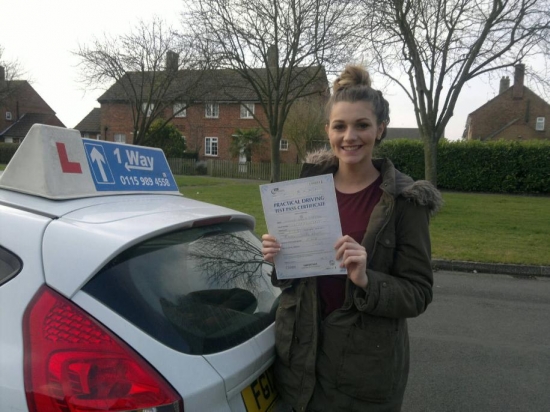 Passed on 18th February 2013 at Colwick Driving Test Centre with the help of her Driving Instructor Cat Sambell