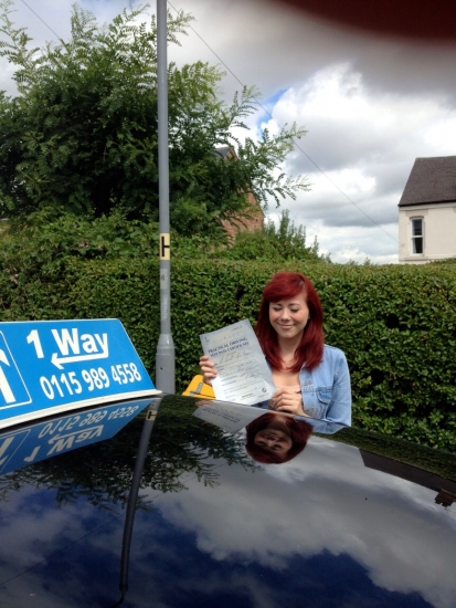 Passed on 15th August 2013 at Beeston Driving Test Centre with the help of her Driving Instructor Paul Fleming