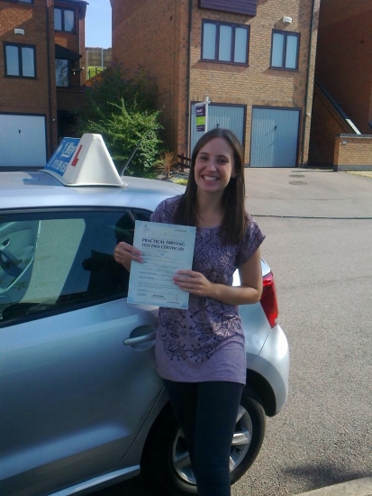 Passed on 20th August 2013 at Colwick Driving Test Centre with the help of her Driving Instructor Alex Sleigh