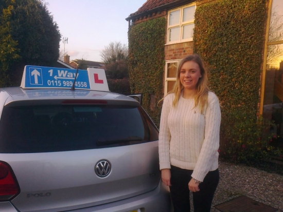 Passed on 6th January 2014 at Colwick Driving Test Centre with the help of her Driving Instructor Alex Sleigh