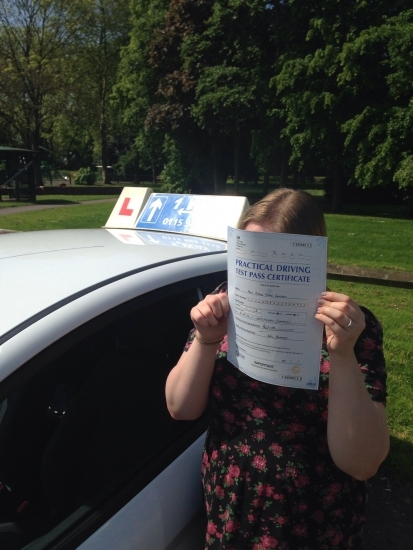 Passed on 16th May 2014 at Colwick Driving Test Centre with the help of her driving instructor Martin Powell