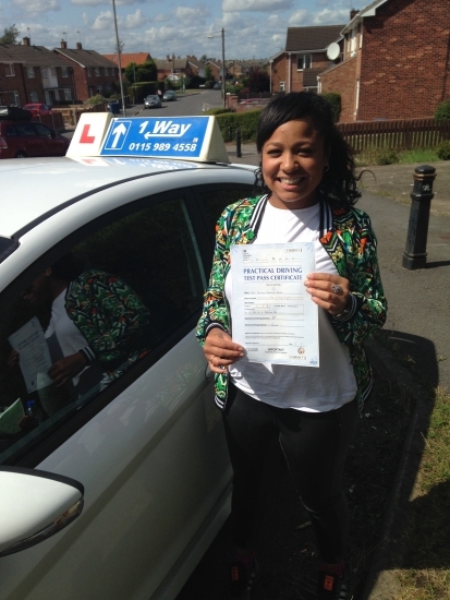 Passed on 11th August 2014 at Colwick Driving Test Centre with the help of her driving instructor Martin Powell