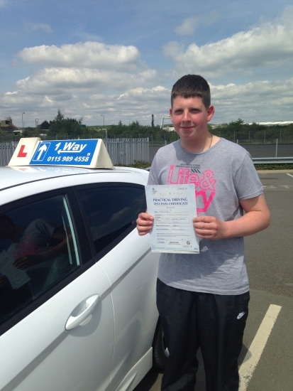 Passed on 15th May 2014 at Colwick Driving Test Centre with the help of his driving instructor Martin Powell