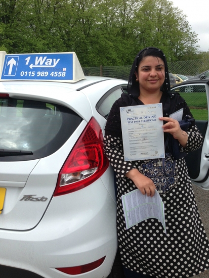 Passed on 21st May 2013 at Watnall Driving Test Centre with the help of her Driving Instructor Cat Sambell