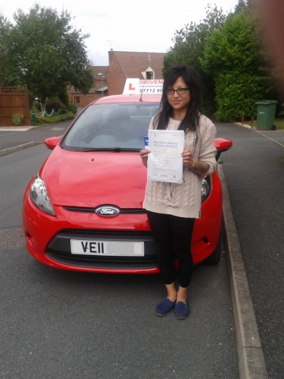 Well done Lynda on passing your driving test first time today Even though you were very nervous you did it Drive Safe