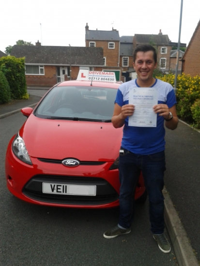 Well done Steve on Passing your driving test today Take it easy mate and Drive Safe