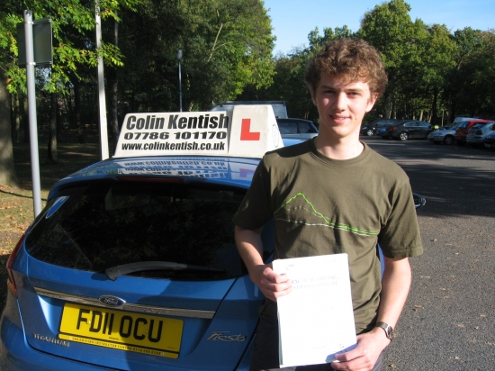 21 October 2011 - Andy passed 1st time with only 3 minor driving faults Well done Andy that was an excellent drive