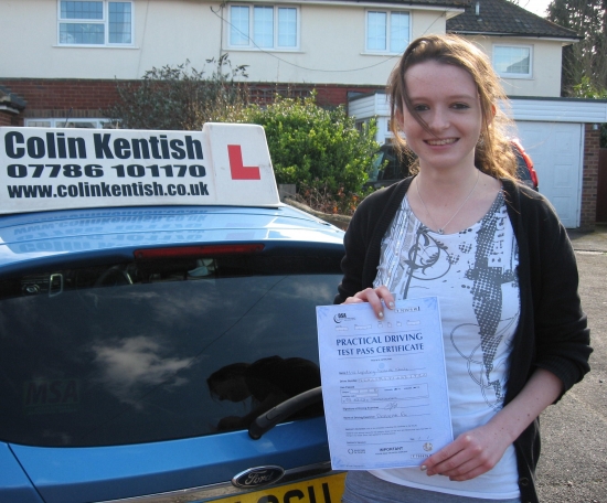 05 March 2012 - Lyndsey passed first time with only 4 minor driving faults Well done Lyndsey that was an excellent result<br />
<br />

<br />
<br />
I wish to thank Colin for his patience and excellent teaching I would recommend this driving school to anyone <br />
<br />

<br />
<br />
Thank you for all your help<br />
<br />

<br />
<br />
Lyndsey