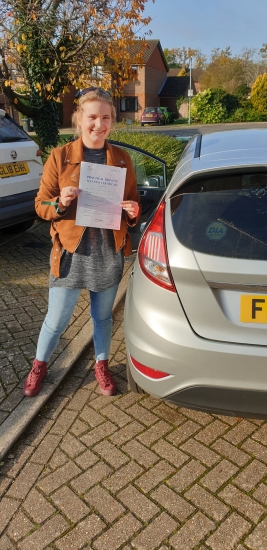 06 November - Freya passed in Sevenoaks with 7 minor driving faults! Well done Freya, that was a really good result.