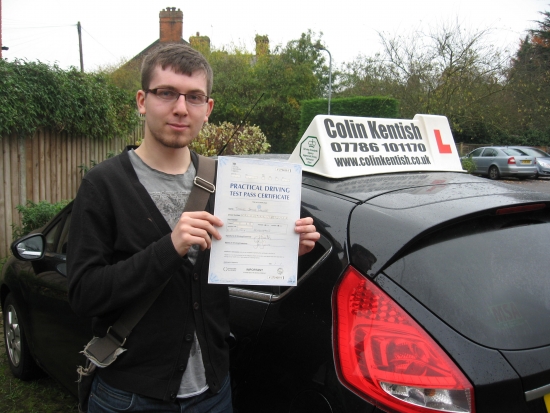 11 November 2013 - Tom passed 1st time with just 7 minor driving faults Well done Tom that was a really good result