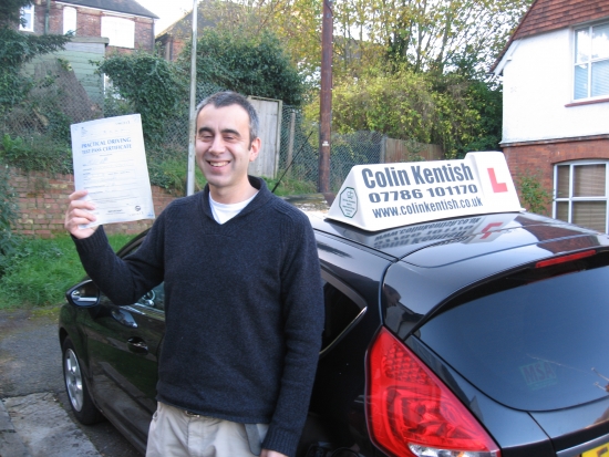 15 November 2013 - Medet passed 1st time with only 4 minor driving faults Well done Medet that was an excellent result<br />
<br />

<br />
<br />
I found Colin to be an extremely good teacher despite my many unintentional efforts to prove otherwise He was diligent throughout the process and especially when it came to preparing me for the driving test I passed first time what more can I say<br />
<br />
Thanks again Coli