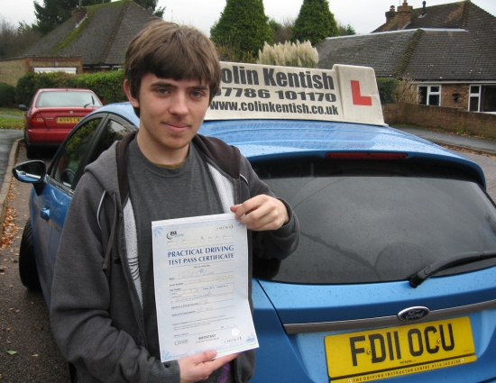 20 November 2012 - Jacob passed with just 7 minor driving faults Well done Jacob that was a really good result<br />
<br />

<br />
<br />
Thanks for teaching me Colin you are a great teacher Jacob